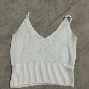 Women's Cream Knit V-Neck Cropped Tank